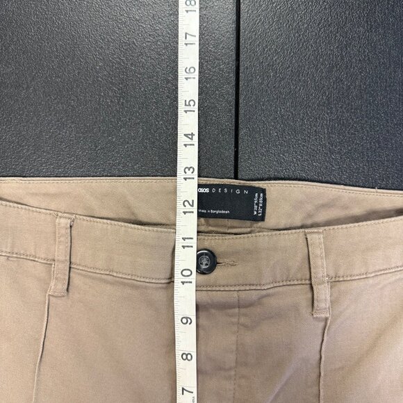 ASOS Design Mens Slim Fit Khaki Chinos Size 38x32 Cotton Spandex Blend - Picture 4 of 10